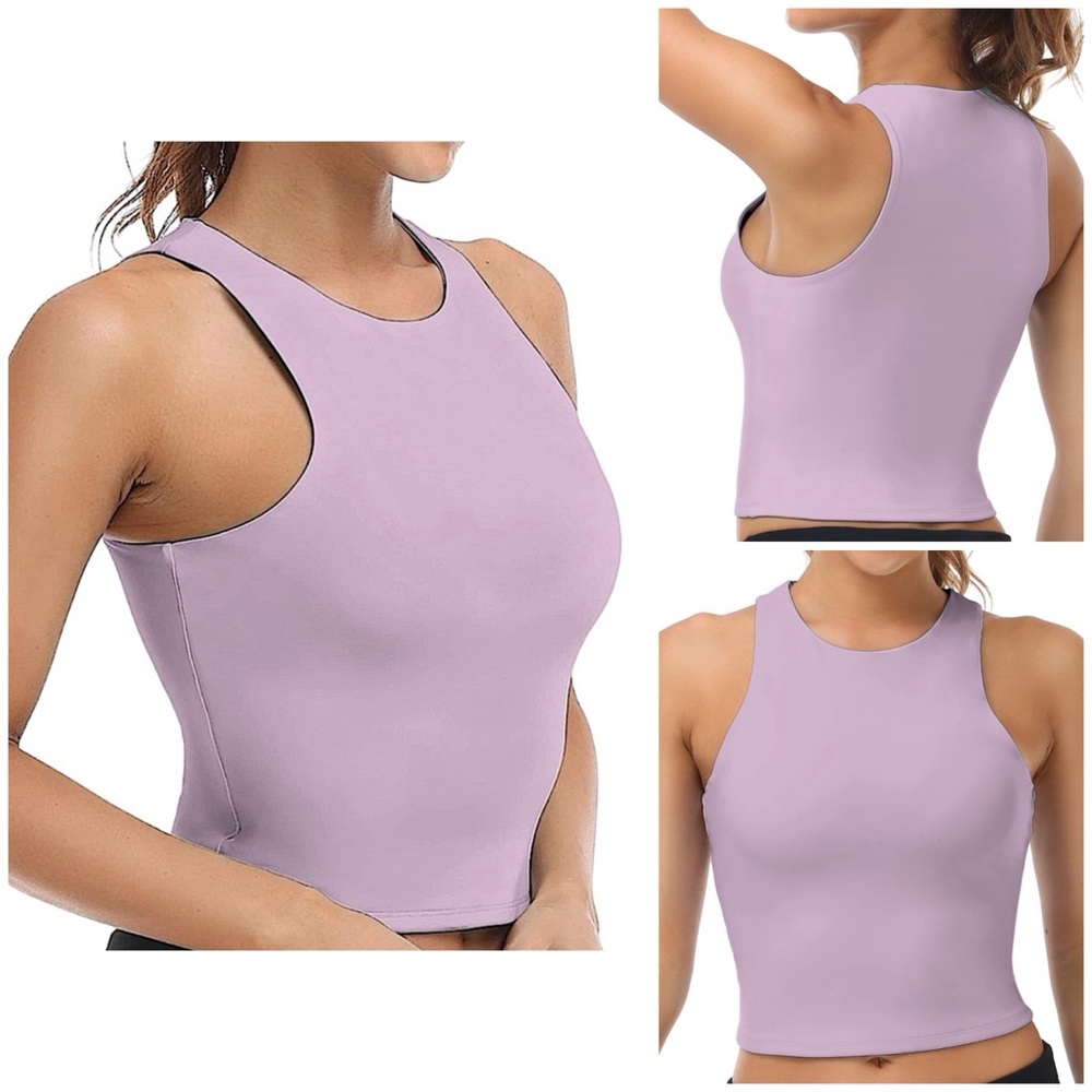 NWOT Colorfulkoala High Neck Contour Sleeveless Crop Double Lined Yoga S…